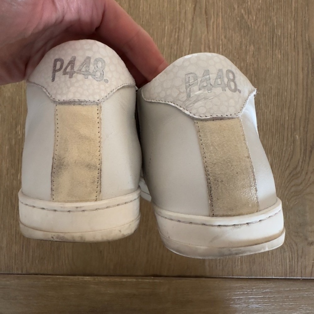 P448 White Leather John Italian Designer High Top Casual Sneakers-Size US‎ 8.5 - Picture 11 of 12